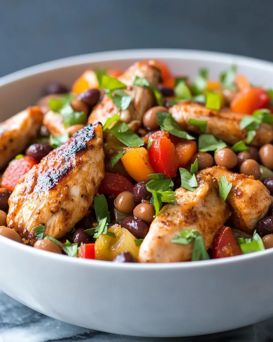 Sweet and Smoky BBQ Chicken with Black Eyed Peas