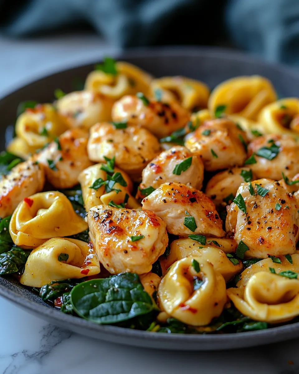 Creamy Spicy Garlic Butter Chicken Tortellini in One Pot
