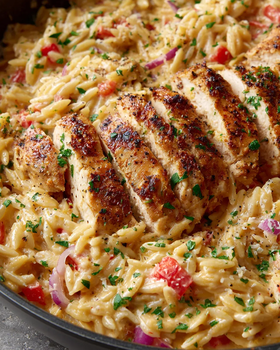 Creamy Cajun Chicken Alfredo Orzo Made in One Pot
