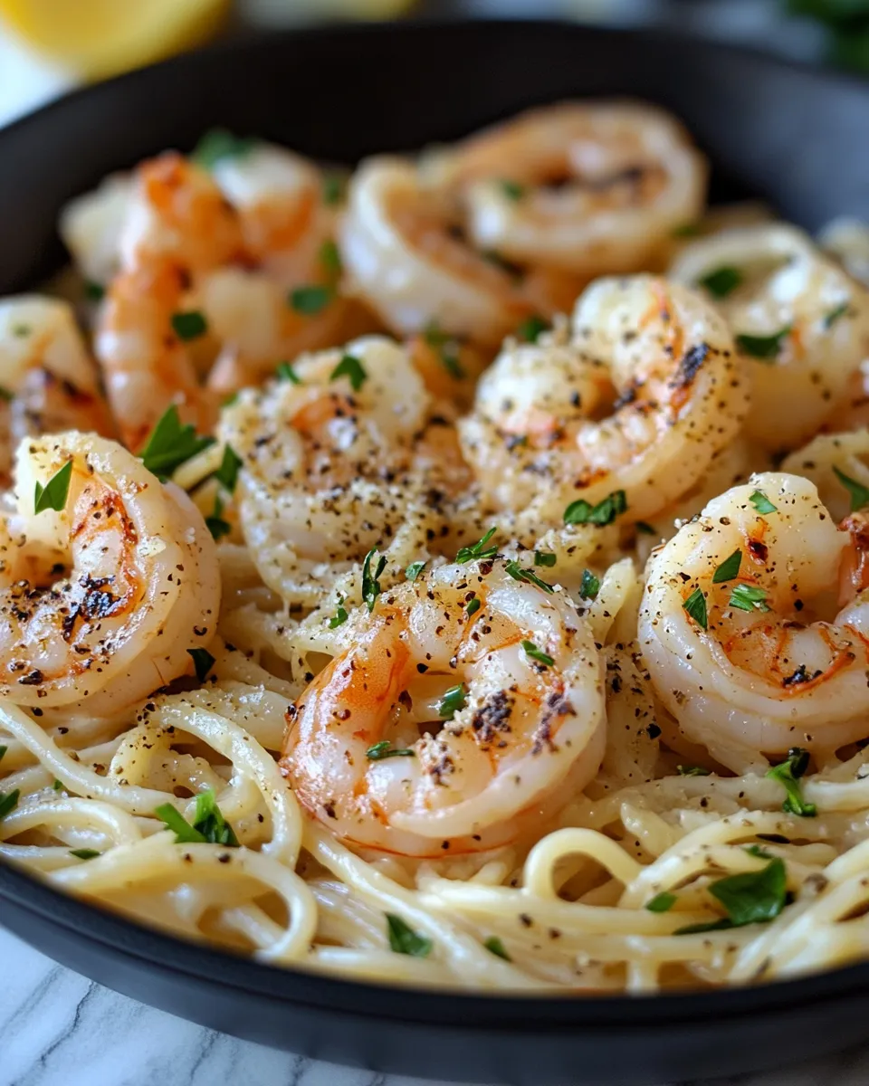 Quick & Easy Creamy Garlic Shrimp Skillet with Pasta
