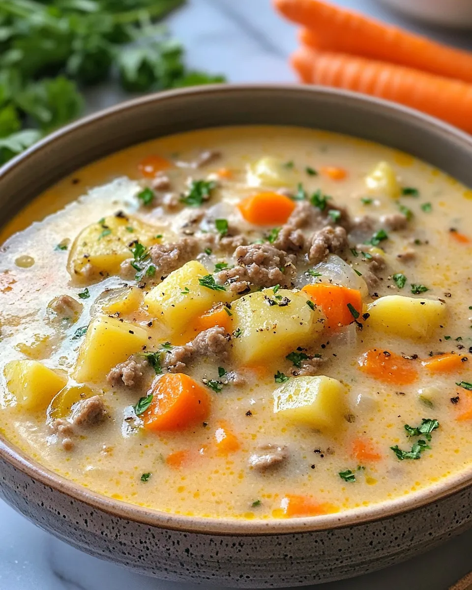 Creamy Cheeseburger Soup Everyone Is Obsessed With