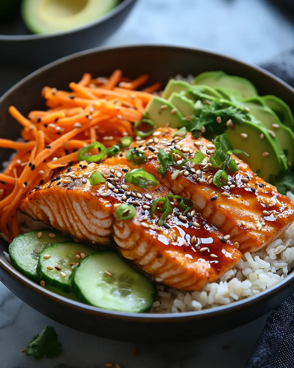 Savory Honey Sriracha Salmon Bowls Power Meal