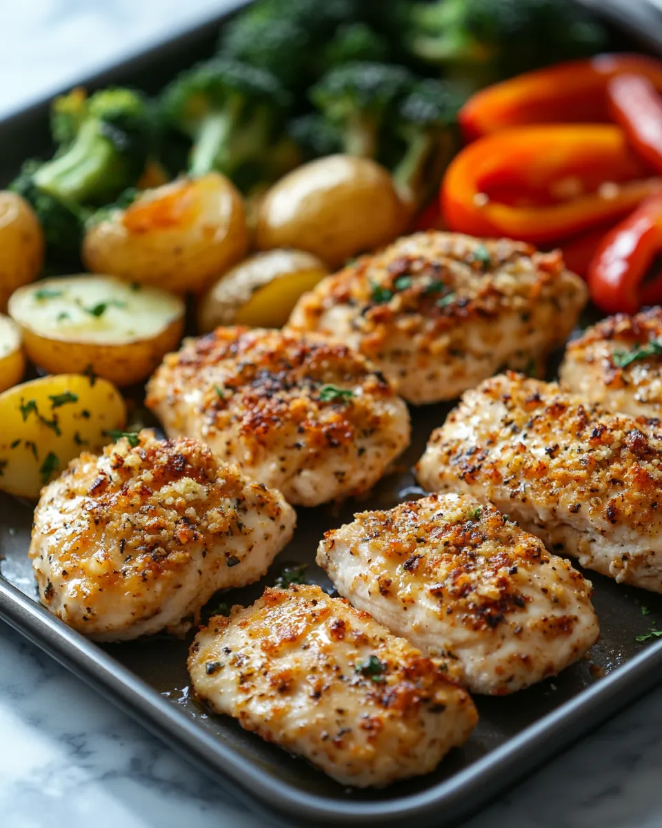 Juicy Parmesan Crusted Chicken Sheet Pan Dinner with Crazy Flavor