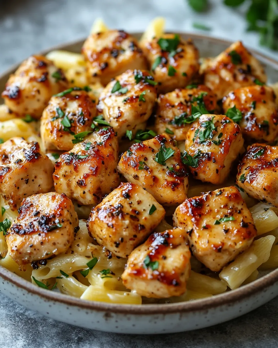 Irresistible Garlic Butter Chicken Bites with Creamy Pasta