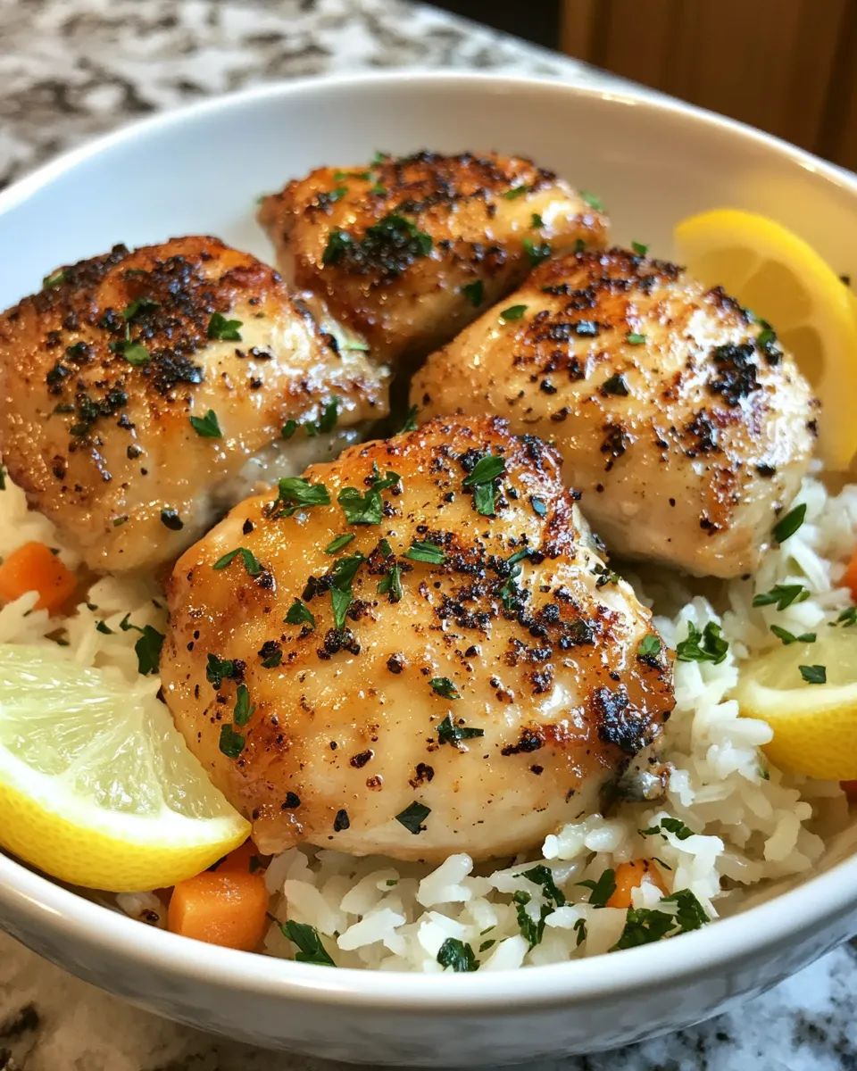 Easy Slow Cooker Lemon Herb Chicken and Rice Dinner
