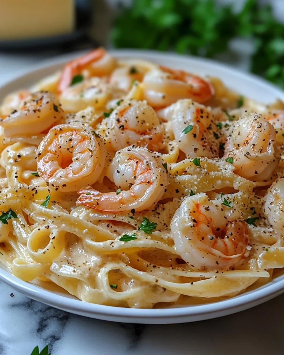 Savory Creamy Shrimp Fettuccine Pasta with Homemade Alfredo Sauce
