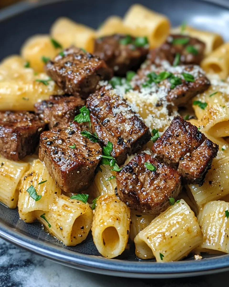 Cajun Steak Tips in Cheesy Rigatoni Parmesan Sauce You’ll Crave Weekly