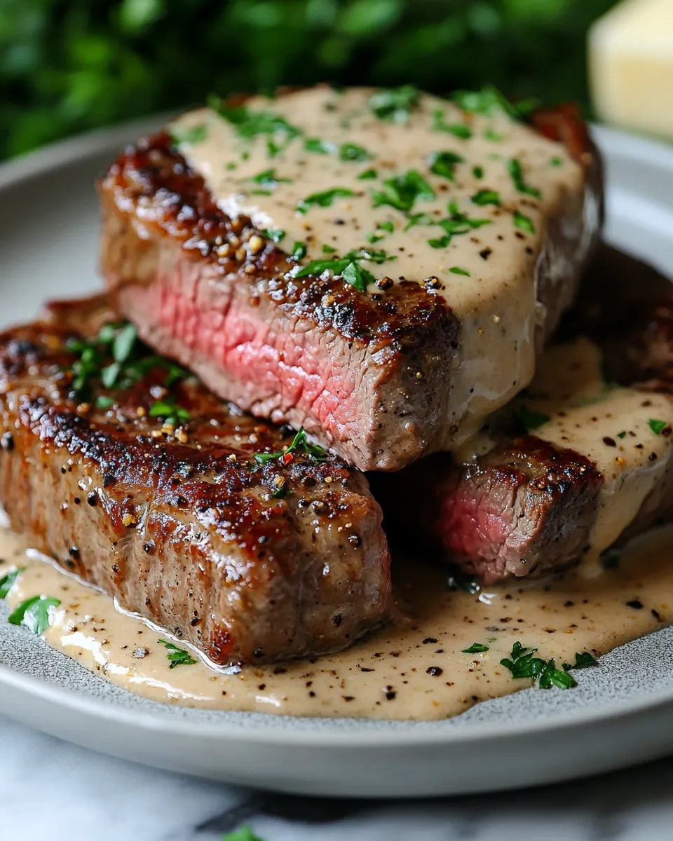 Juicy Steak with Creamy Garlic Sauce That Melts in Your Mouth