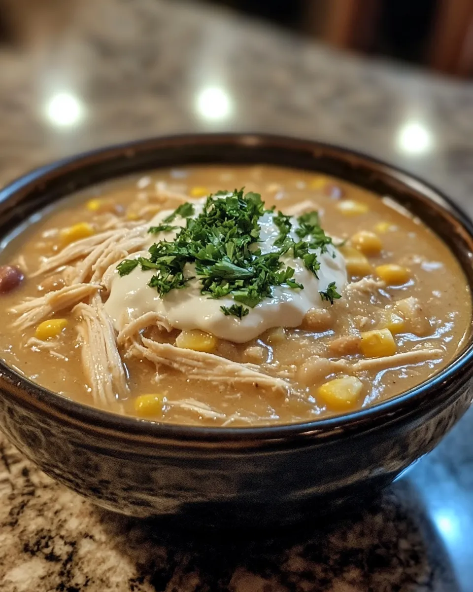 Cozy Crockpot White Chicken Chili with Cream Cheese