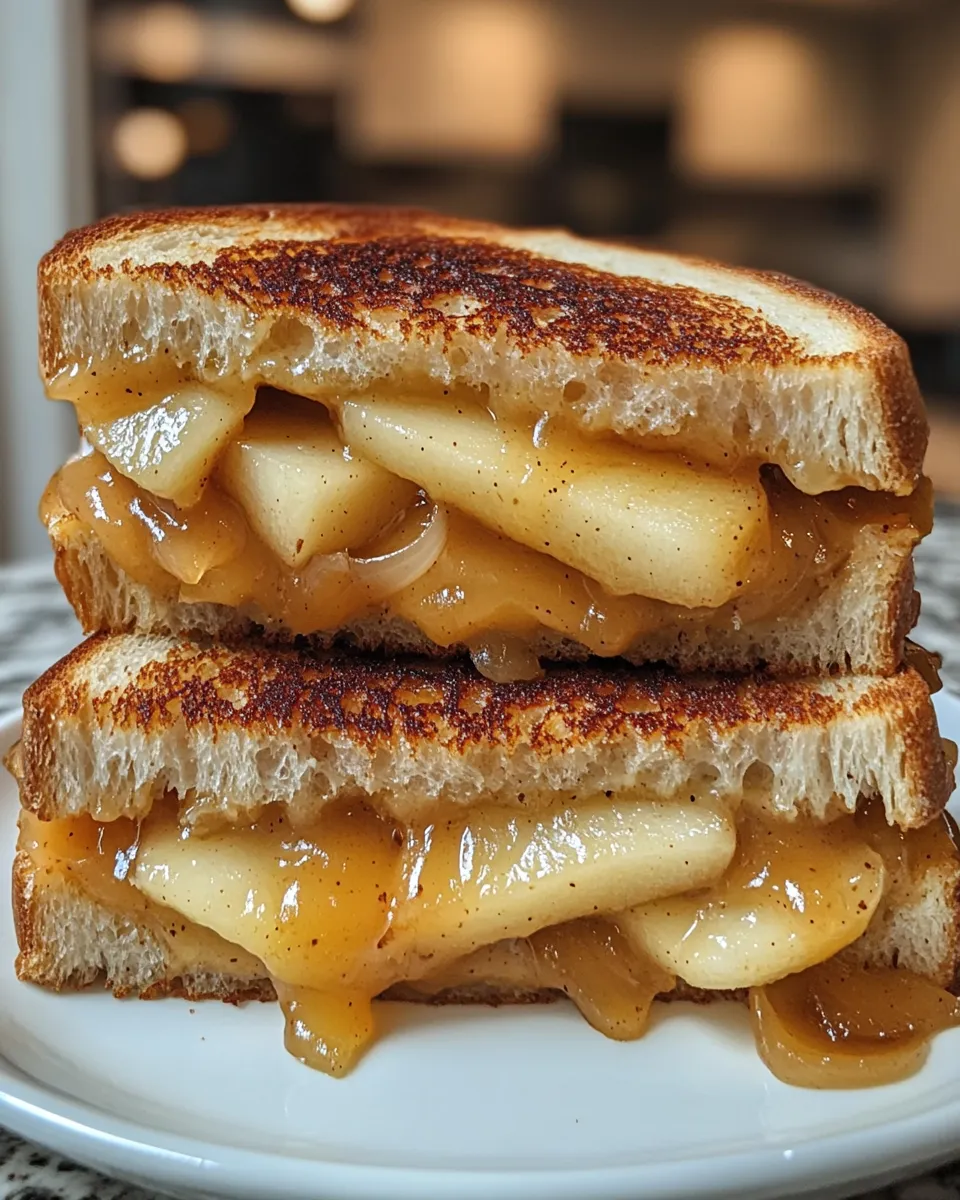 Obsessed Pear & Apple Grilled Cheese with Caramelized Onions