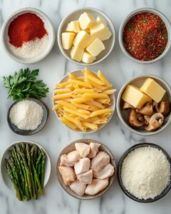 Mouthwatering Creamy Mushroom Asparagus Chicken Penne 33 0 0 1 8