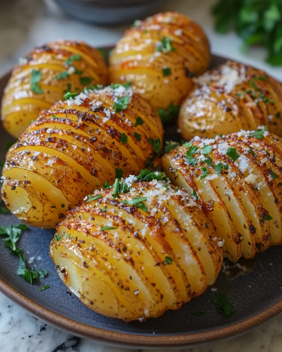 Crispy Hasselback Potatoes Garlic Butter Bliss