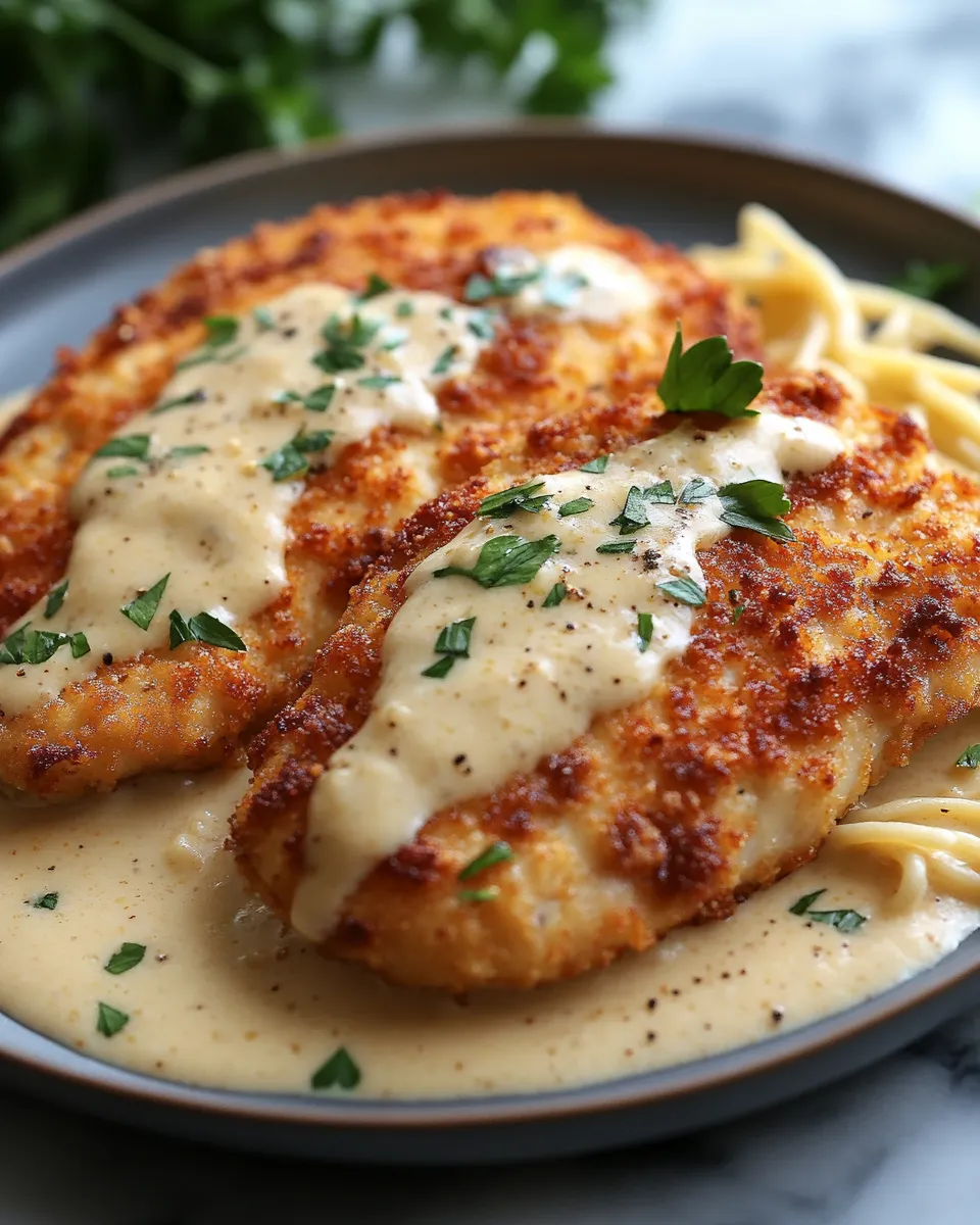 Irresistible Parmesan Crusted Chicken with Creamy Garlic Sauce