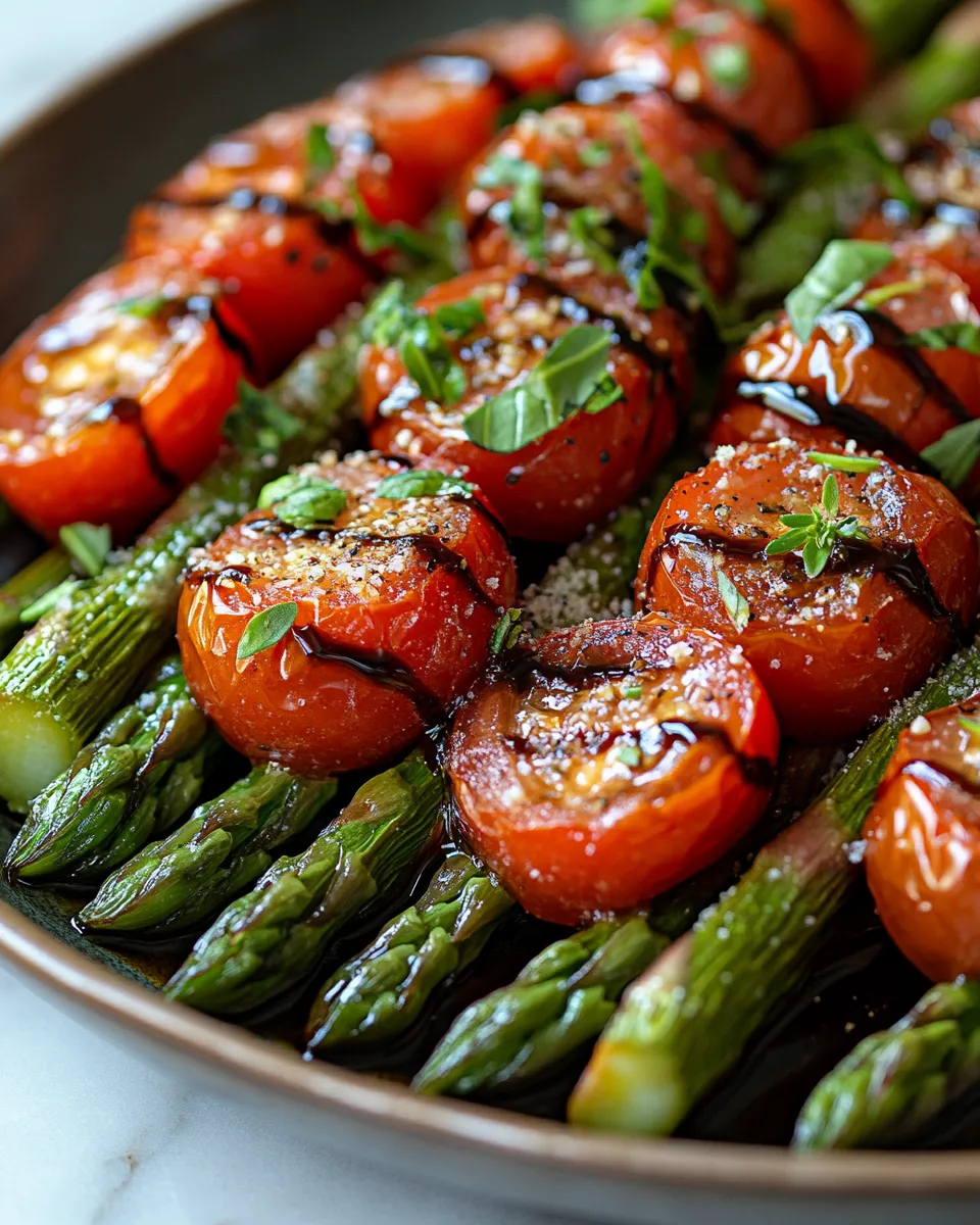 Irresistible Parmesan Roasted Asparagus with Tomatoes & Balsamic