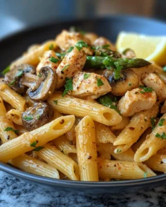 Mouthwatering Creamy Mushroom Asparagus Chicken Penne 32 0 2 5 4