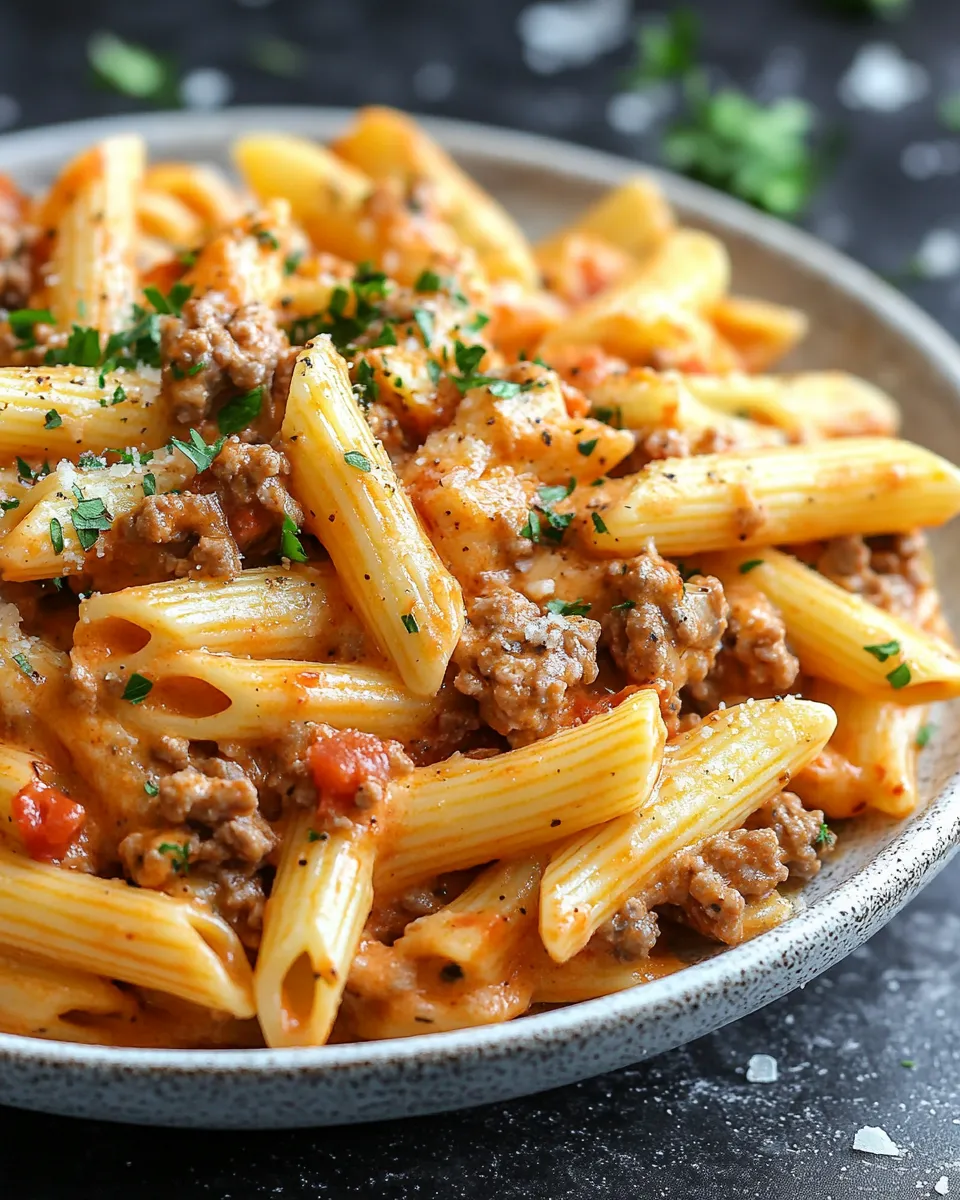Easy Creamy Rotel Pasta with Ground Beef