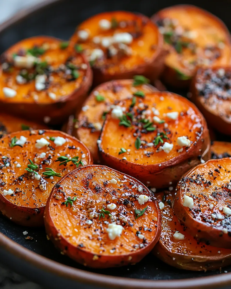 Obsessed Roasted Sweet Potato Rounds with Honey & Feta