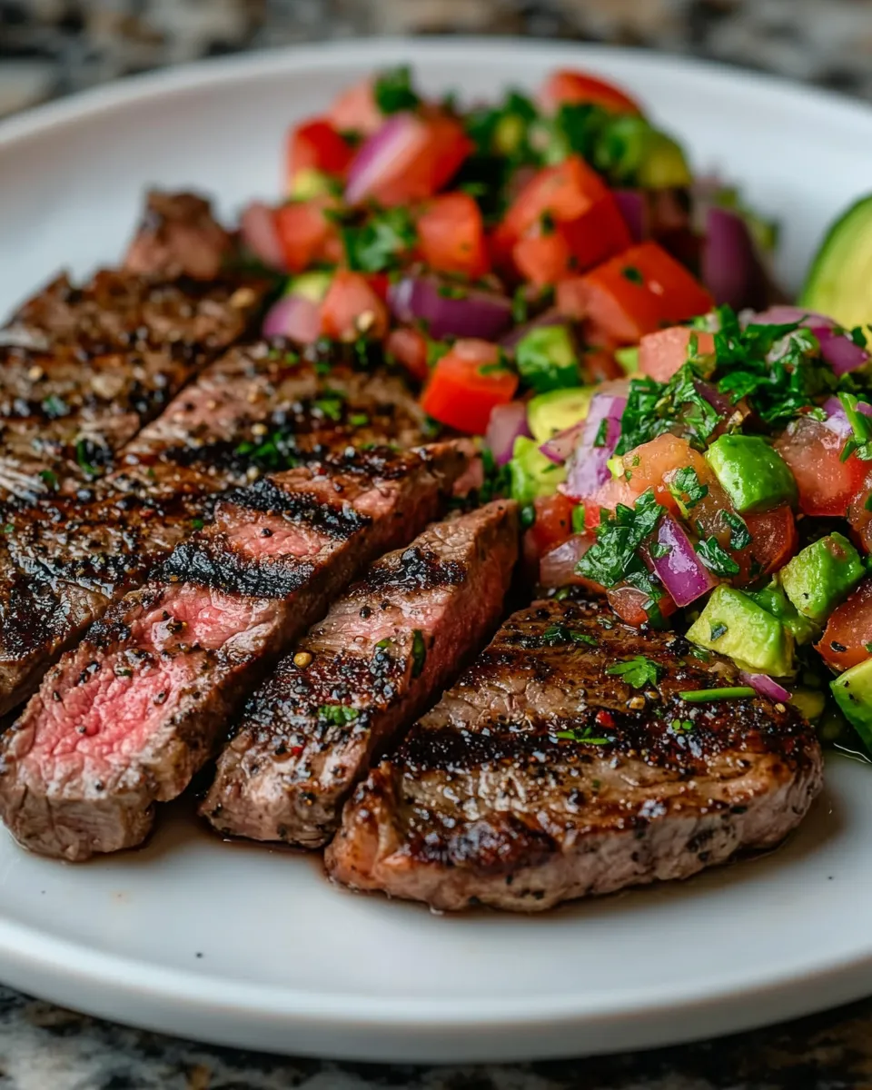 Juicy Grilled Steak with Avocado Salsa