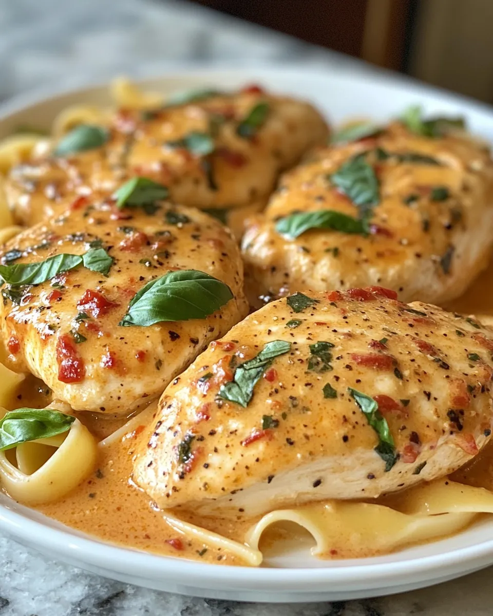 Delicious Creamy Tomato Basil Chicken in the Slow Cooker