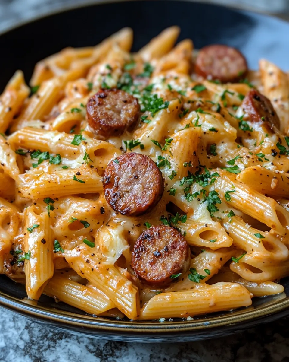 Sizzling One Pot Creamy Cajun Sausage Pasta