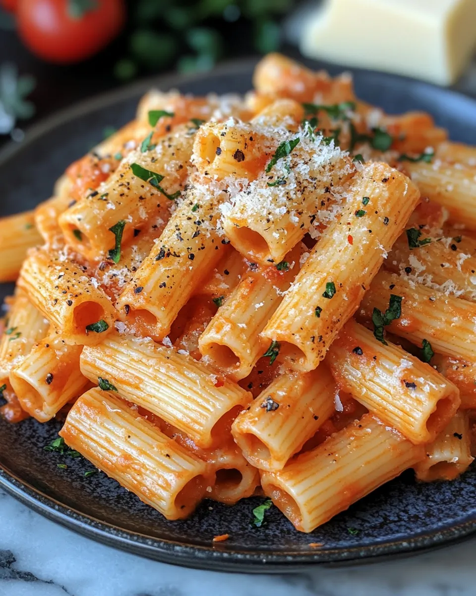 Addictive Creamy Tomato Garlic Rigatoni Pasta