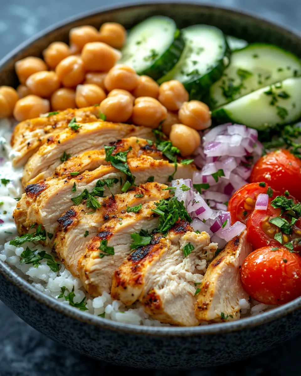 Fresh Mediterranean Rice Bowl with Chicken