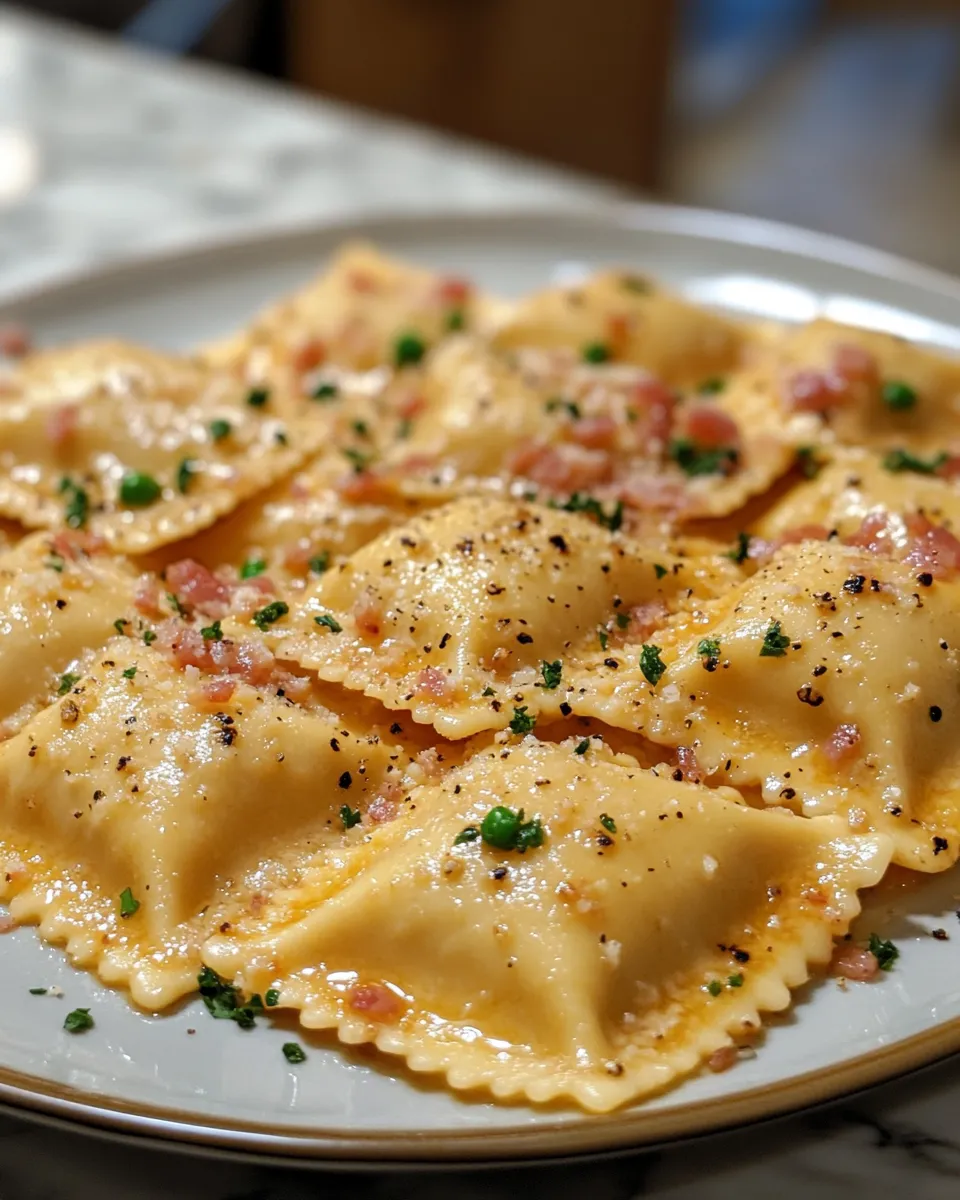 Irresistible Olive Garden Inspired Ravioli Carbonara