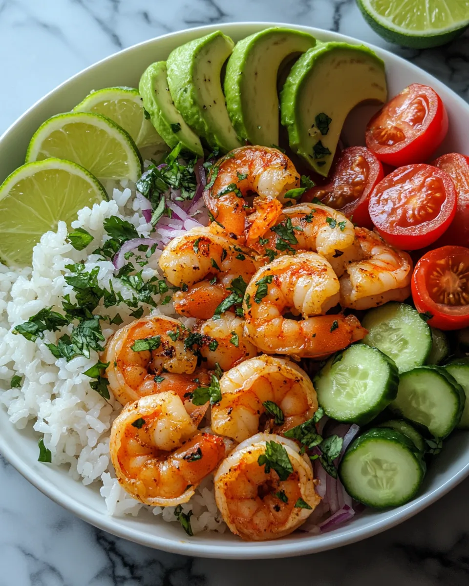 Irresistible Honey Lime Shrimp Avocado Rice Bowl