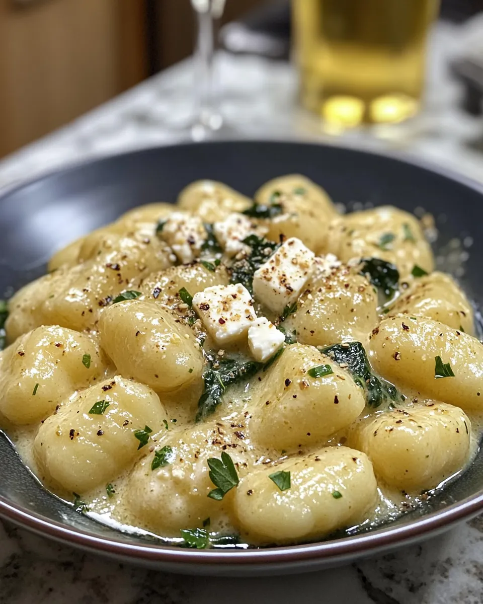 Savory Creamy Gnocchi with Spinach and Feta
