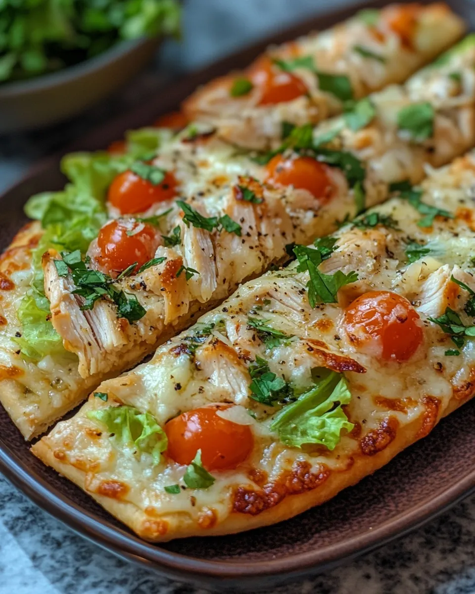 Heavenly Chicken Caesar Flatbread Crispy Cheesy Goodness