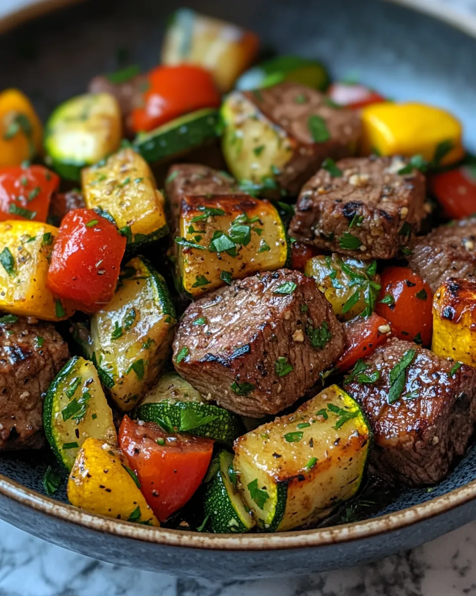 Garlic Butter Steak Bites with Summer Veggies