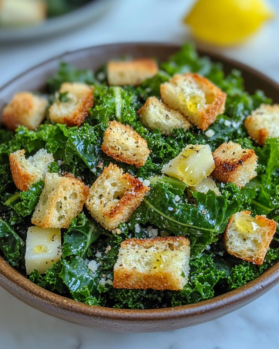 Lemon Parmesan Kale Salad with Crouton Crumbles