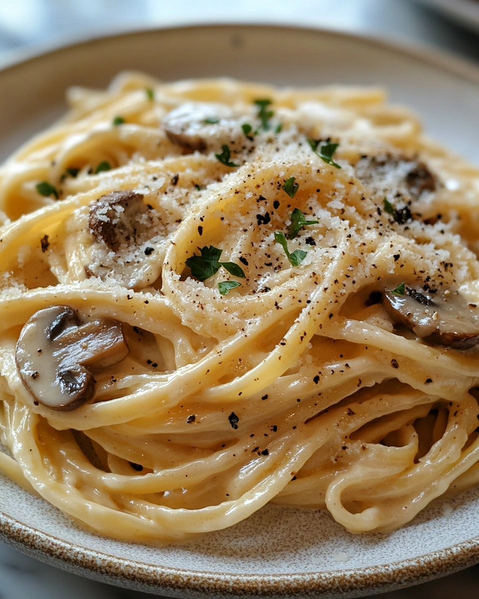 Creamy Garlic Parmesan Pasta with Mushrooms