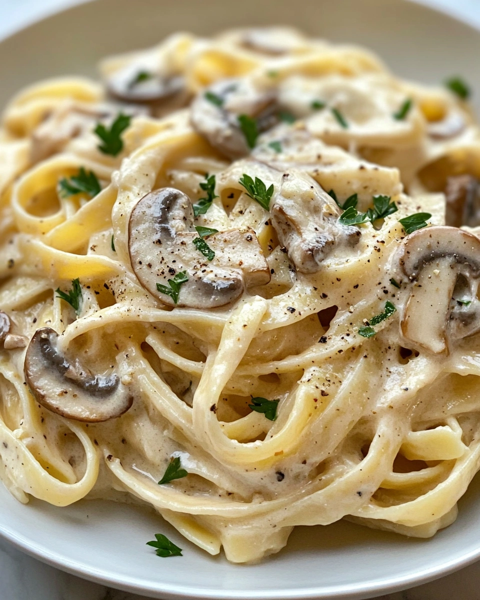 Creamy Mushroom Fettuccine with Herbs