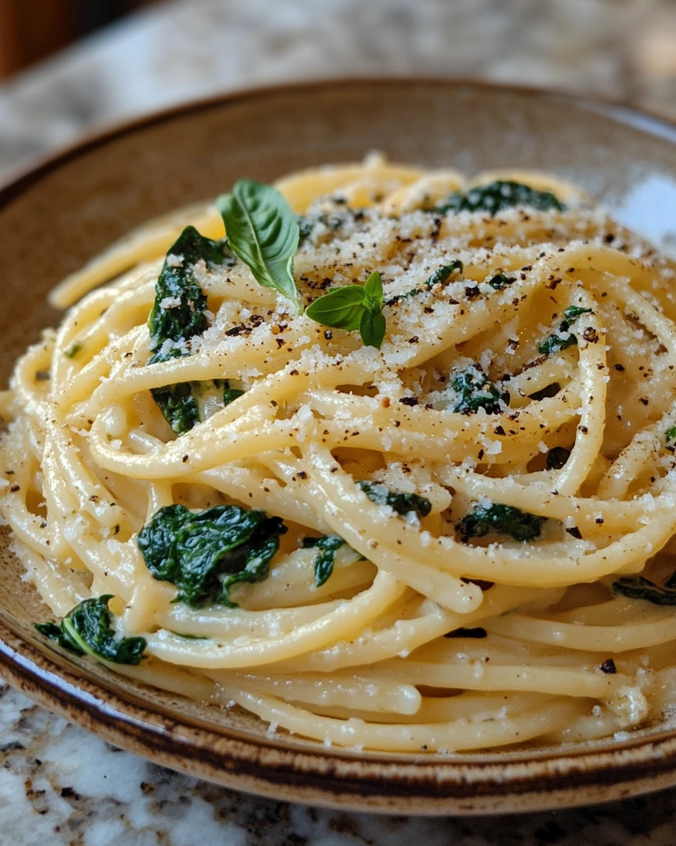 Creamy Spinach Pasta with Parmesan and Herbs