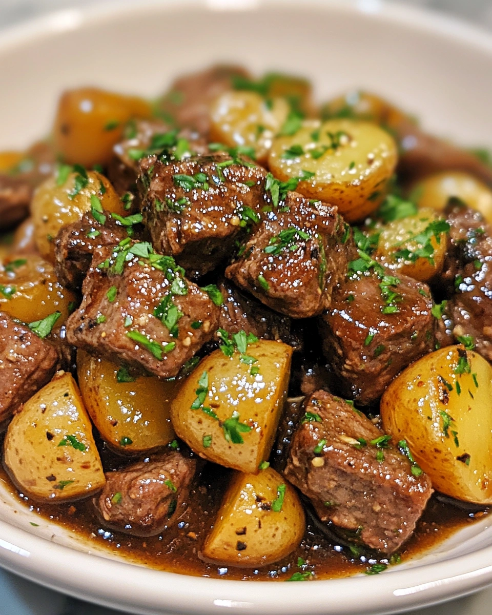 Tender Slow Cooker Garlic Butter Beef Bites with Potatoes for a Fancy Dinner