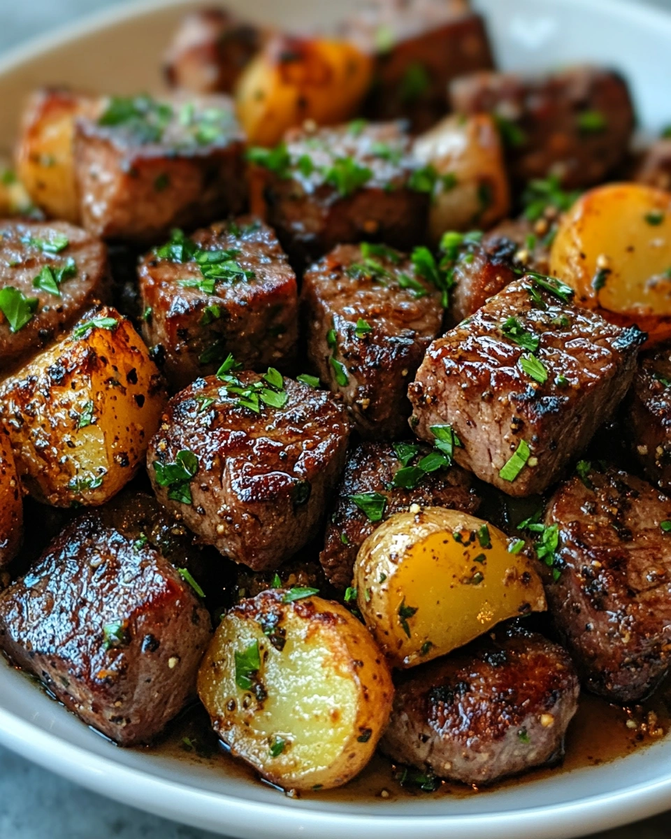 Garlic Butter Steak Bites with Crispy Potatoes and Herbs – The Perfect Father’s Day Dinner