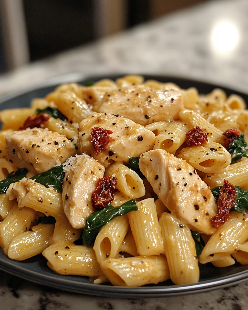 Creamy Tuscan Chicken Pasta with Sun-Dried Tomatoes and Spinach – A Perfect Father’s Day Dinner